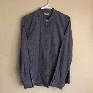 Lucky Brand Chambray Pleat Front Top